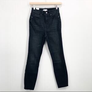 Good American Good Waist Crop Raw Hem Skinny Leg High Rise Dark Wash Jeans NEW